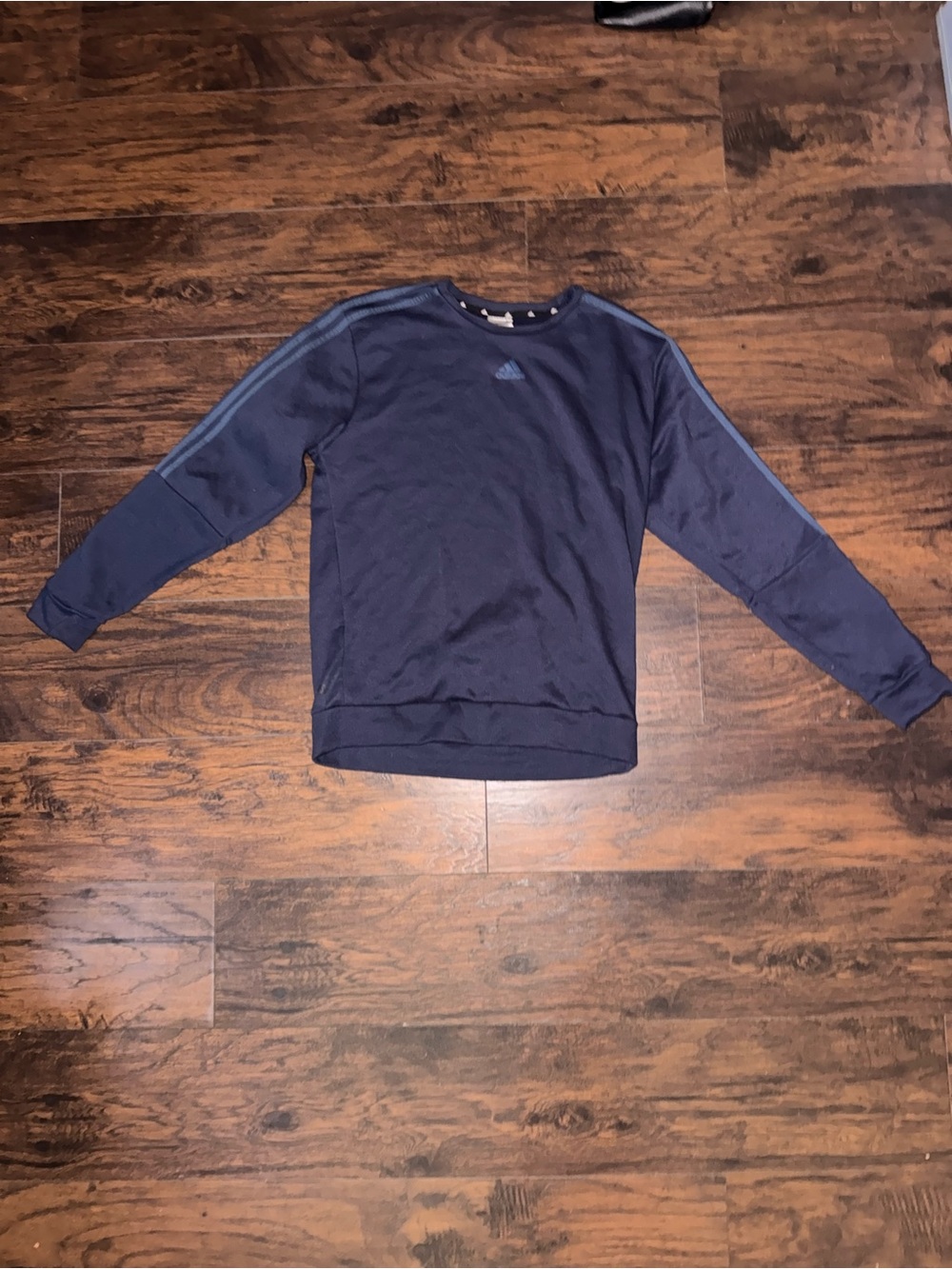 adidas Men's Navy Blue Crewneck Sweatshirt with Shoulder Stripes